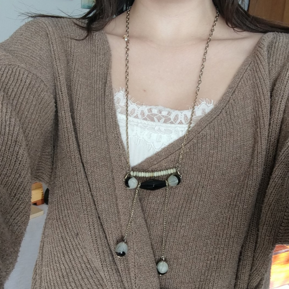 Unique Long Modern Art Deco Necklace